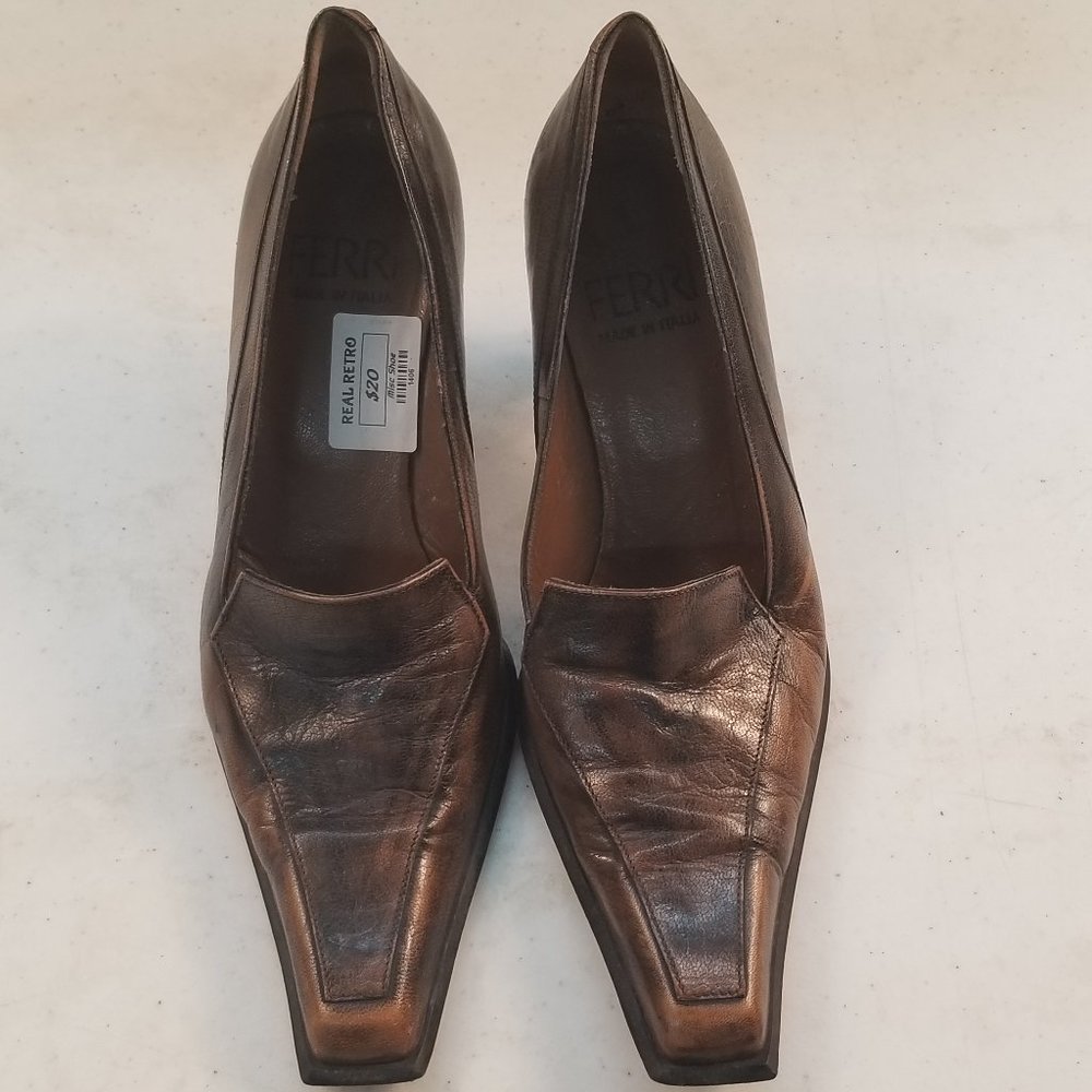 Ferri Vero Cuoio Brown Leather High Heels 6.5 - Picture 3 of 10